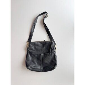 MARGOT New York Mickey Black Leather Double Zip Crossbody Purse Bag